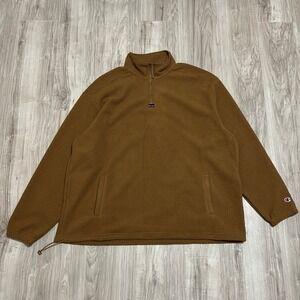 Champion Sherpa Fleece Pullover 1/4 Zip Brown Men's 2XLT Big & Tall Jacket